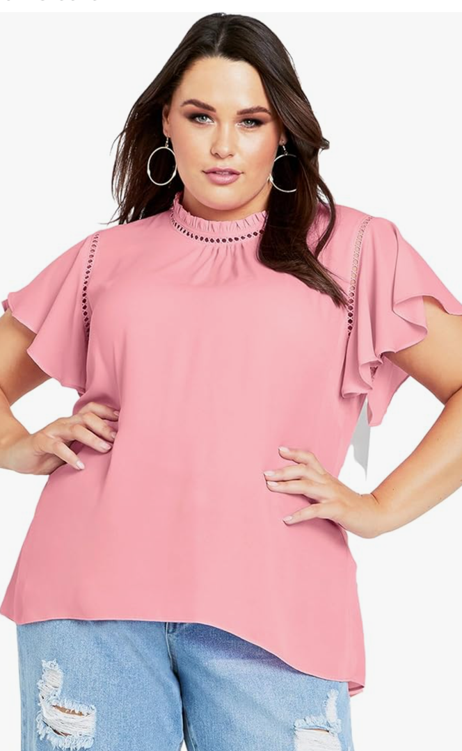 City Chic Women's Plus Size Top-Kiss Me Quick Short Sleeve Size XS 14