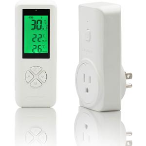 DIGITEN Wireless Temperature Controlled Outlet, Digital Plug-in Thermostat with Remote Control, Built-in Temp Sensor, Heating & Cooling for A/C, Fans, Heaters (Remote Detects Temperature)