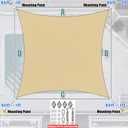 Amgo 16' x 20' Beige Rectangle Square Sun Shade Sail Canopy Awning Fabric Mesh AGSLR, 95% UV Blockage, Water & Air Permeable, 200GSM Heavy Duty Commercial and Residential (We Make Custom Sizes)
