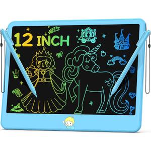 Hockvill LCD Writing Tablet for Kids 12 Inch, Toys for Boys Girls Drawing Pad for 3 4 5 6 7 Year Old Kids Toys, Toddler Erasable Doodle Board Travel Essentials, Christmas Birthday Gift for Kids - Blue