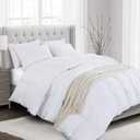 HOMBYS Down Alternative Fluffy Comforter 120 x 120, Oversized King Comforter 116 oz All Season Quilted Duvet Insert with Duvet Cover,8 Corner Tabs,White (White, Oversized King) (White-medium Weight)