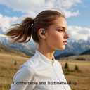 Open Ear Clip Wireless Earbuds Bone Conduction Headphones, Bluetooth 5.4, Open Ear Design for Running Fitness,OfficeBuilt-in Mic, IPX7 Waterproof, LED Display Charging Case,Ear Hooks Black