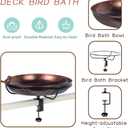DREAMSOUL Deck Mounted Bird Bath with Adjustable Sturdy Metal Clamp, Bowl Bird Baths for Outdoors Garden Balcony Patio Deck Railing Decoration, Lightweight & Detachable