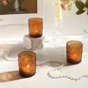 24pcs Amber Votive Candle Holders for Table, 2x2.5in Vintage Glass Small Tea Light Candles Holders for Home Decor, Tealight Candle Holder Decor for Wedding Centerpieces Baby Shower