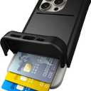 Scooch for iPhone 15 Pro Case with Card Holder, Wingmate Wallet Case with Hidden Card Slot and RFID Protection for up to 4 Cards, 10-Foot Drop Protection, Black