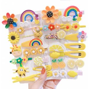 28 PCS Cute Hair Clips Fashion Girls Hair Accessories Flower Fruit Colorful Rainbow Candy Dessert Lovely Animal Barrettes Set Non-slip Metal Snap Pins for Girls Kids Teens Toddlers (Style A)