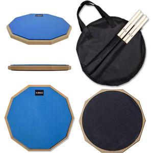 HAIRIESIS Snare Drum Practice Pad,12-Inch Practice Drum Pad,Double Sided Silent Drum Pad and Sticks,Drum Pads Carry Bag (blue01)