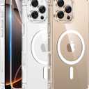 FNTCASE for iPhone 16 Pro-Max Case: Clear Magnetic Phone Cases with Screen Protector Compatible with Magsafe Slim Anti Yellowing Rugged Shockproof Protective Transparent Cell Cover (A-Clear)
