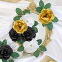 108pcs Roses Head Flowers with Stem - Black Gold White Graduation Artificial Flowers Rose Bulk - Silk Rose Fake Flower for Birthday Wedding Baby Shower Centerpieces Gold Theme Grad Party Tables Decor