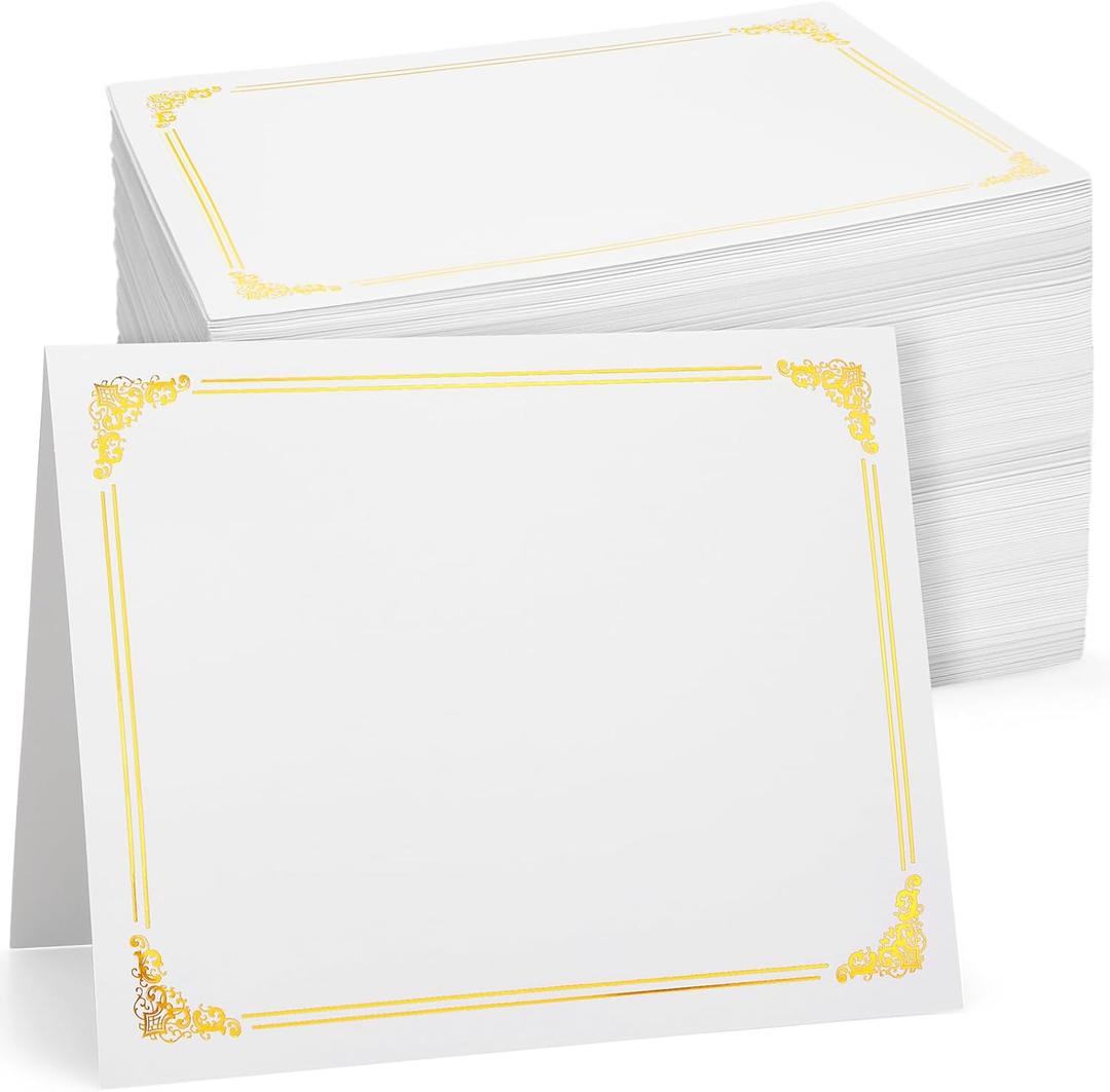 Fainne 80 Pieces Certificate Holders Diploma Holders Document Holder Certificate Covers Certificate Folders with Gold Foil Border for Letter Size 8.5 x 11 Inches Diploma Documents Awards (White)