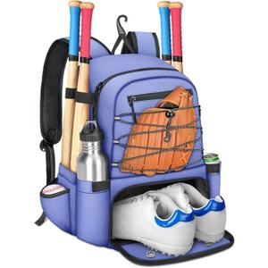 MATEIN Baseball Bat Bag for 4 Bats with Ball Pocket, Lightweight Youth Baseball Backpack with Shoe Compartment, Large Capacity Softball Equipment Bag with Fence Hook for TBall Gear, Helmet, Glove