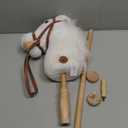 HollyHOME Stick Horse Plush Handcrafted Hobby Horse on a Stick with Wood Wheels Real Pony Neighing and Galloping Sounds for Kids Toddlers White 36 Inches(AA Batteries Required)