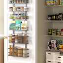 Moforoco 6-Tier Over The Door Pantry Organizer, Pantry Organization and Storage, Black Hanging Basket Cabinet Door Wall Spice Rack Shelves, Home & Kitchen Laundry Room Bathroom Essentials accessories