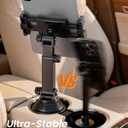 OHLPRO Car Cup Holder Tablet Mount for Truck & SUV, Heavy Duty iPad Holder for Car with Thick Case Friendly Deep Claws, 2.6-3.9" Expandable Base & Adjustable Extension Arm, Fits 5-17" Devices, Black
