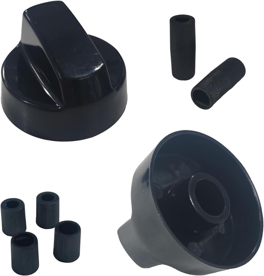 2 Pack Universal Control Knobs Replacement with 6 Adapters - Wide Application for Oven Stove Range Universal Stove Knobs Black