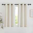 NICETOWN Natural Linen Short Curwtains 45 inches Long, Thick Flax Linen Window Treatments Privacy Assured with Light Filtering for Farmhouse/Bedroom, W42 x L45, 2 Panels