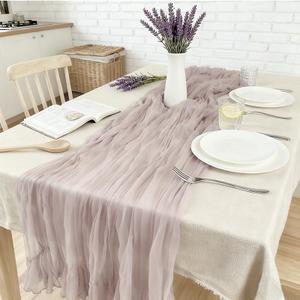 Cheesecloth Table Runner Cheese Cloth Sheer Boho Rustic Gauze 120 Inch 10FT for Wedding Party Birthday Home Decor (Dusty Pink, 1 Pack)