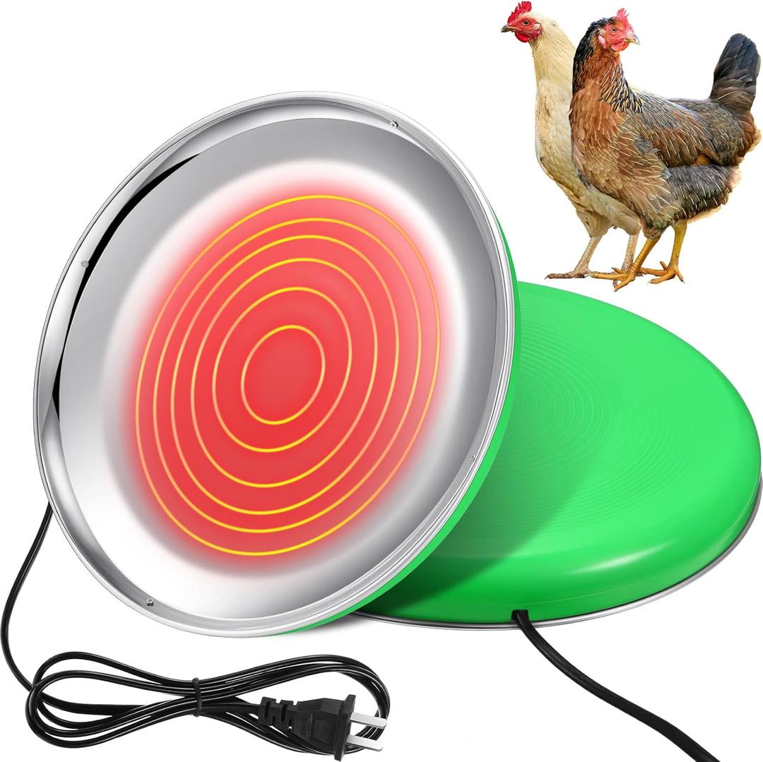 Chicken Water Heater for Winter Chicken Heated Waterer Base 110v 38w Surface Temperature Can Reach About 140 Fahrenheit Degree Poultry Drinker Electric Water Base(8.3 x 8.3 Inches,Green)
