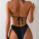 WDIRARA Women's Polka Dots Bikini Set Halter Triangle Swimsuit 2 Piece Bathing Suit (S)