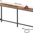 MAHANCRIS 70.9'' Console Table with Power Outlet, Narrow Sofa Table with Charging Station, Skinny Behind Couch Table for Entryway, Hallway, Foyer, Living Room, Rustic Brown CTHR18E01Z1, 70.9"l X 7.9"w X 31.7"h