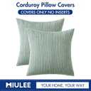 MIULEE Pack of 2 Corduroy Pillow Covers Super Soft Throw Pillow Covers Striped Pillowcases for Sofa Bedroom Couch 20 x 20 Inch Greyish Green