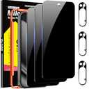 Milomdoi 3 Pack Privacy Screen Protector for Google Pixel 10 Pro Tempered Glass with 3 Pack Camera Lens Protector, Ultra 9H Accessories [Support Fingerprint Unlock] Case Friendly, Black