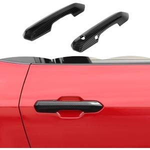 RT-TCZ Door Handle Cover Trim Decoration Exterior Accessories for Ford Mustang 2024 2025 (Black Carbon Fiber)