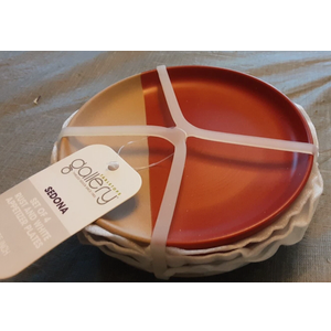 Tabletops Gallery Sedona Appetizer Plates~Rust and White (Set of 4)