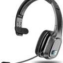 Bluetooth Headset, 60Hrs Working Time with Noise Canceling, Trucker Wireless Headset with Mic & Mute, Voice Control, Bluetooth Headphones Multipoint for Truck Driver, Office, CallCenter, Phone/PC (Black)