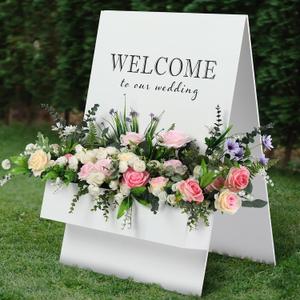 Large Wedding Welcome Sign with Flower Box 35.4 x 23.6 Inches Wooden Flower Box Welcome Sign Decor Welcome to Our Wedding Flower Box for Wedding Reception Bridal Shower Party Decoration