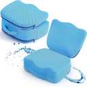 Yerliker 1 Pcs Foldable Hot Tub Booster Seat, Inflatable Adjustable 2 Heights Extra Thick Hot Tub Pillow Bath Seat with Back Support Cushions for Adults Swimming Pool Spa Bathtub Indoor Outdoor (Blue)