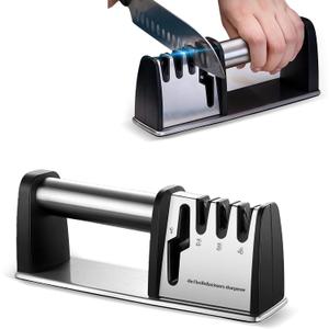 Knife Sharpeners, 4 in 1 Professional Chef's Kitchen Knife Accessories, Kitchen Blade & Scissors Sharpening Tool, Versatile Manual Knife Sharpener, Easy to Use, for Kitchen Knife