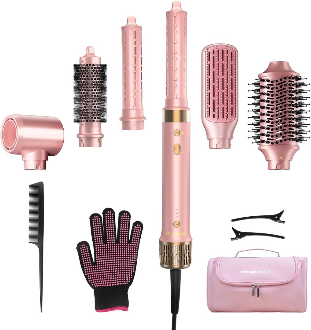 StyleVibe 6-in-1 Air Styler, Hair Dryer & Blow Dryer Brush with Auto-Wrap Curl L/R, Fast Drying, Smooth Blowouts, Root-Lift Volume, No Heat Damage Frizz-Free Thermal Brush, Gifts for Women
