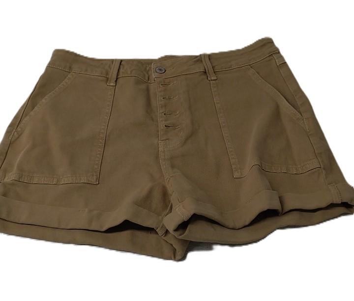 Casual 5-Button Khaki High-Waisted Shorts for Women, Size L