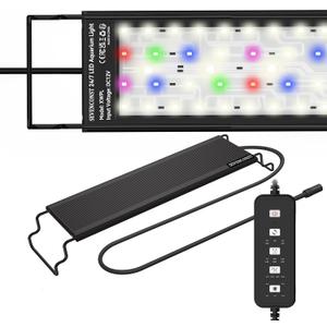 24/7 Mode LED Aquarium Light for 18-24 Inch Plant & Fish Tank, IP68 Full Spectrum Light, Sunrise-Daylight-Moonlight, White Red Green Blue Pink LEDs with Extendable Brackets for Freshwater