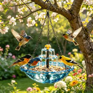 New Hanging Solar Bird Bath Fountain for Outdoor, Gardens