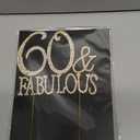 60 & Fabulous Cake Topper 60 Years Birthday Or 60th Wedding Anniversary Gold Crystal Rhinestone Party Decoration