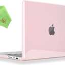 UESWILL Compatible with MacBook Pro 14 inch 2024 2023 2022 2021 Release M1 M2 M3 M4 Pro/Max Chip & Touch ID, Glossy See-Through Hard Shell Protective Cover, Jelly Pink