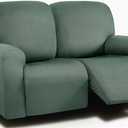 ULTICOR Reclining Loveseat Slipcover, 48" - 65" L, 6-Piece Yarn Dyed Loveseat Reclining Sofa Covers, 2 seat Loveseat Recliner Cover, Thick, Soft, Washable (Retro Green)