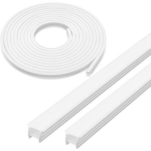 Baquler Flexible Silicone LED Channel 65.6ft/20m White 10x10mm DIY Waterproof Neon Rope Strip Light Tube for 6mm LED Strip Lights for Indoor Outdoor Living Room Kitchen Wall Decor Customizable
