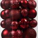 Christmas Ball Ornaments - 30pcs Shatterproof Christmas Ornaments Set Plastic Hanging Christmas Decorations for Xmas Tree Holiday Party Decor, 6 Styles in 4 Sizes (Burgundy)
