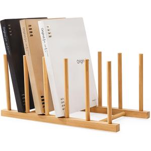 HBlife Desk File Organizer 5 Section Upright File Sorter, 1 Pack Bamboo File Holder for Home, Office & School