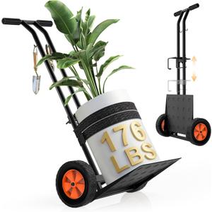 Plant Caddy with Wheels, USA Original Patent, 176 lbs Plant Dolly Cart, Foldable Plant Mover Cart with Adjustable Grabbing Arm and Strap for Large Plant Pots, Indoor & Outdoor Use, Carbon Black