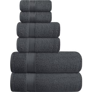 BELIZZI HOME Ultra Soft 6 Pack Cotton Towel Set, Contains 2 Bath Towels 28x55 inch, 2 Hand Towels 16x24 inch & 2 Wash Coths 12x12 inch, Ideal Everyday use, Compact & Lightweight - Mineral Blue