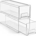 Sorbus Small Wide Clear Stackable Storage Drawers  2-Pack Plastic Organizer Bins with Handles  Stackable Pull-Out Storage Drawers for Closet, Pantry, Office, Bathroom, Craft, and Toy Organization