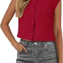 PRETTYGARDEN Women's Suit Vest Crop Tops Spring Summer Dressy Business Casual Work Office Clothes Trendy Blazer Waistcoat (Medium, Red)