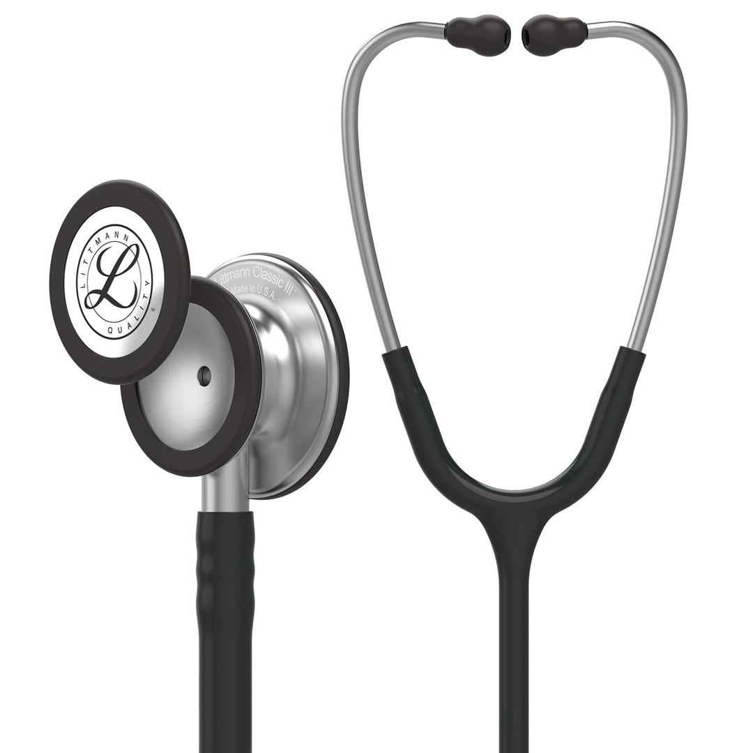 3M Littmann Classic III Monitoring Stethoscope, 5620, More Than 2X as Loud, Weighs Less, Stainless Steel Chestpiece, 27" Black Tube