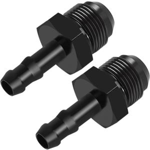 8AN Male Flare to 5/16" Hose Barb Straight Adapter Fuel Hose Fittings AN8-5/16" Aluminum Black Pack of 2