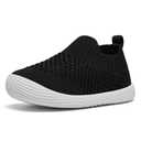 MORENDL Toddler Shoes Baby Walking Sock Shoes Non-Slip Breathable Boys & Girls Sneakers Infant Tennis Shoe Black Size 8