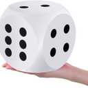 Shappy 6 Inches Foam Dice Fun Filled Large Educational Toy Kawaii Giant Dice Decorative Eva Foam Jumbo Cube Big Square Building Blocks for Game Nights Learning Sessions(White,2 Pcs)